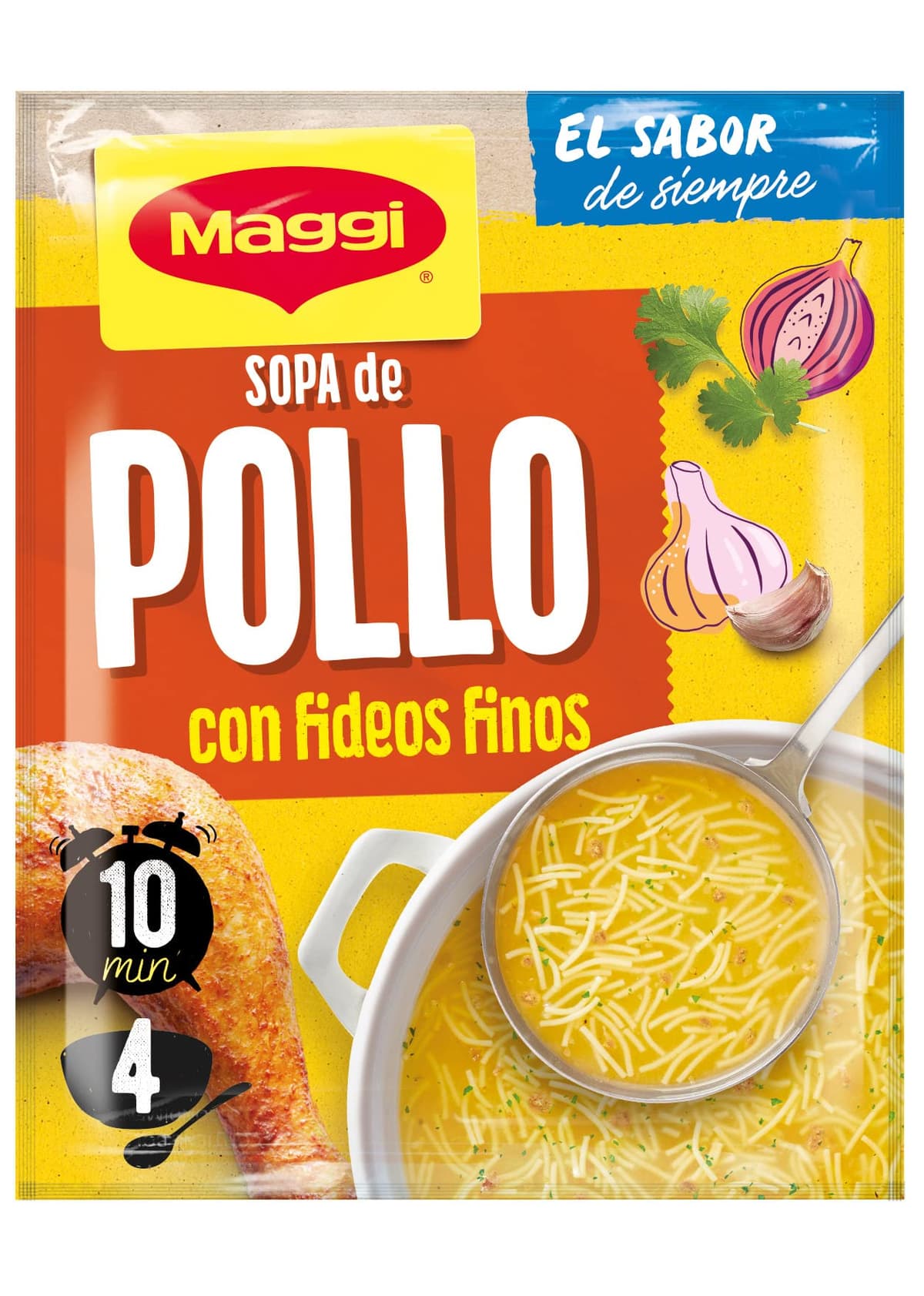 MAGGI Sopa de Pollo con Fideos Finos - Sopa Deshidratada - Pack de 18 x 82g (4 raciones por sobre) — view 4
