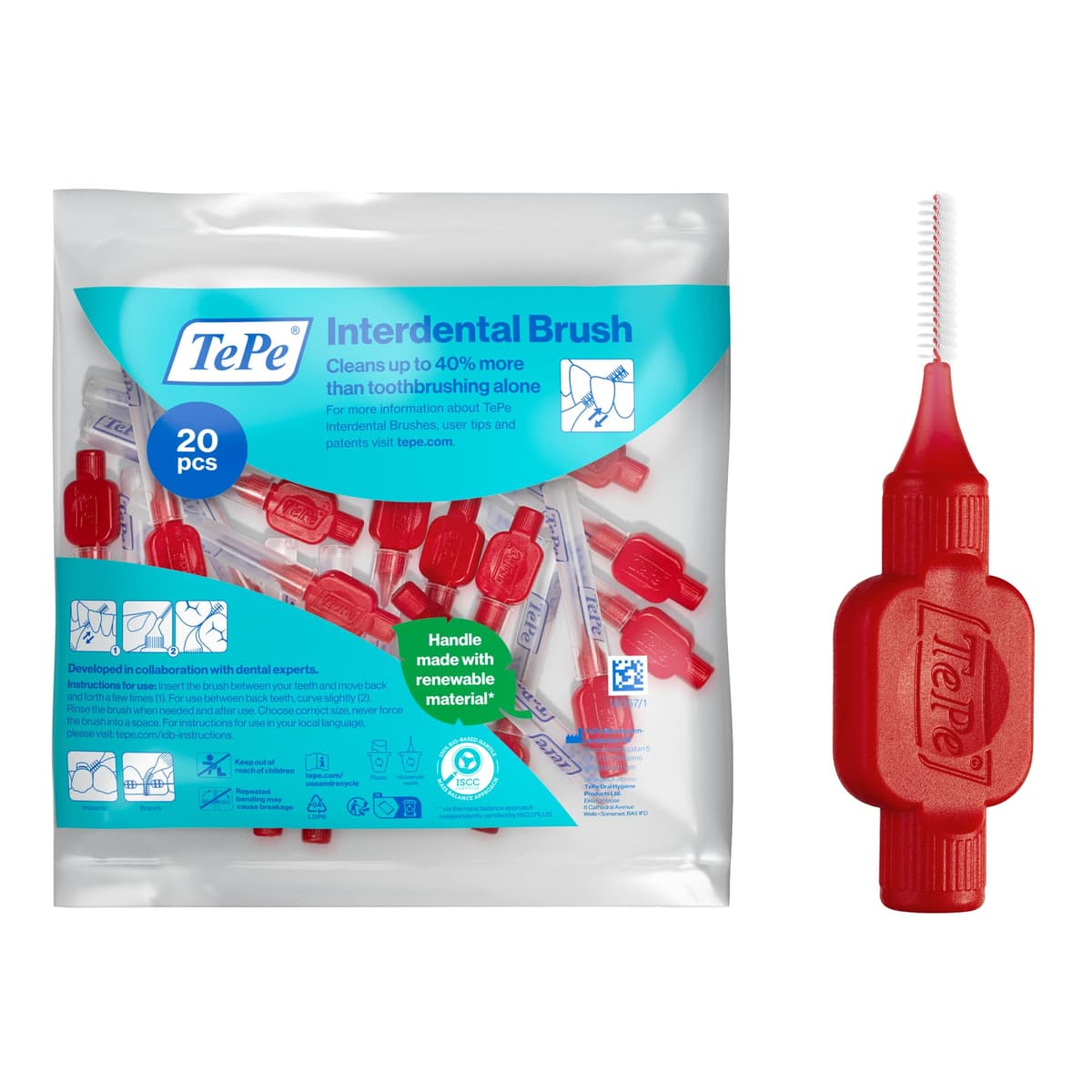 TePe Interdental Brush, Original, Yellow, 0.7mm/ISO 4, 8pcs, efficient Cleaning Between Teeth, Plaque Remover and Dental flosser for Small Gaps — view 26