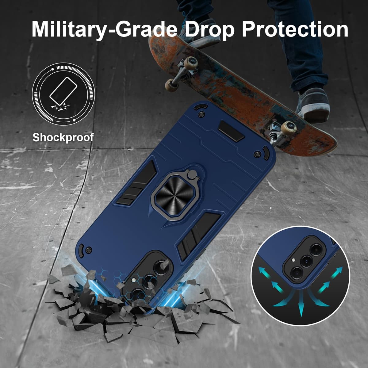 Funda para CMF Phone 2 Pro, Carcasa Antigolpes con Soporte anular metálico, Case Protectora de Grado Militar, Negro — view 1229