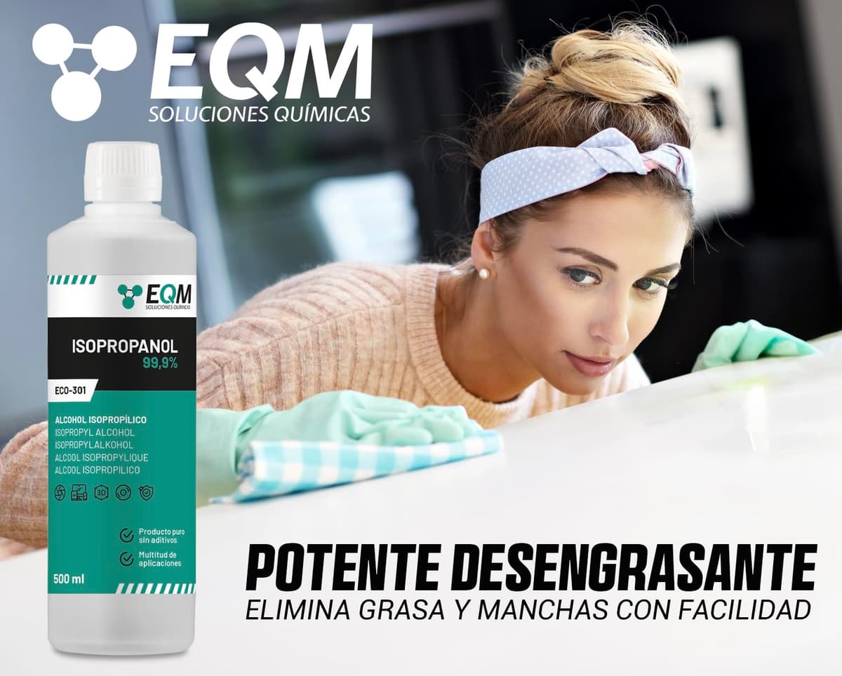 EQM - ECO-301 - Alcohol Isopropílico 99,9% - 500 ML - Isopropanol - Limpieza componentes electrónicos, objetivos y pantallas - Limpieza de resinas en impresión 3D - Limpiacristales y desengrasante — view 5