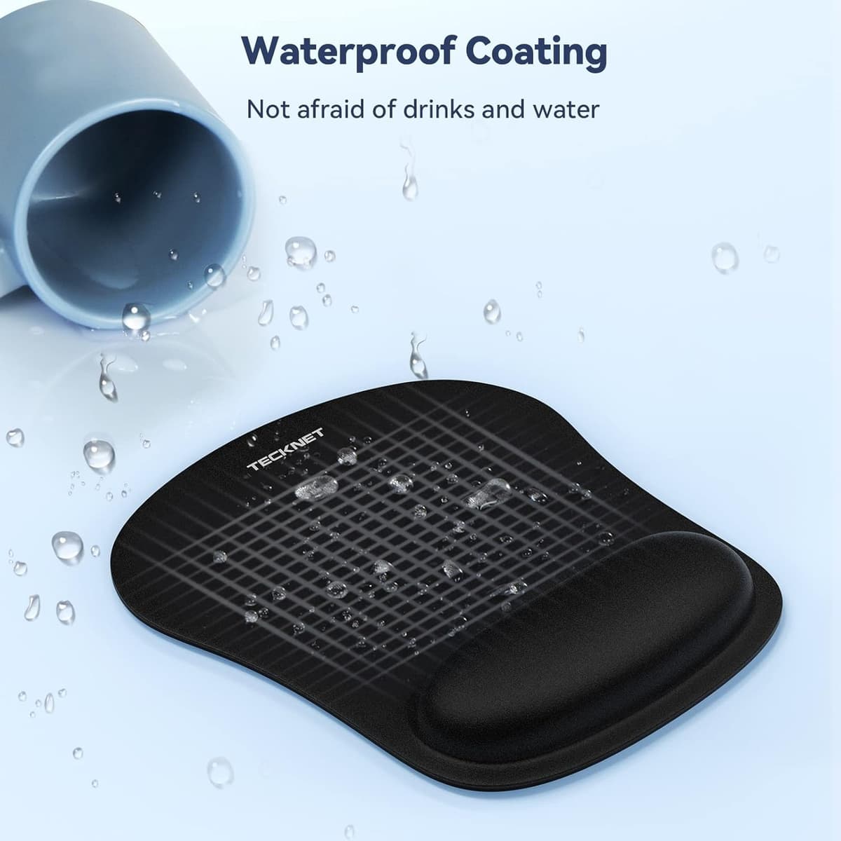 TECKNET Mouse Mat 3 Pack with Memory Foam Rest -Non-slip Rubber base- Special-Textured Water-Resistant Surface — view 3