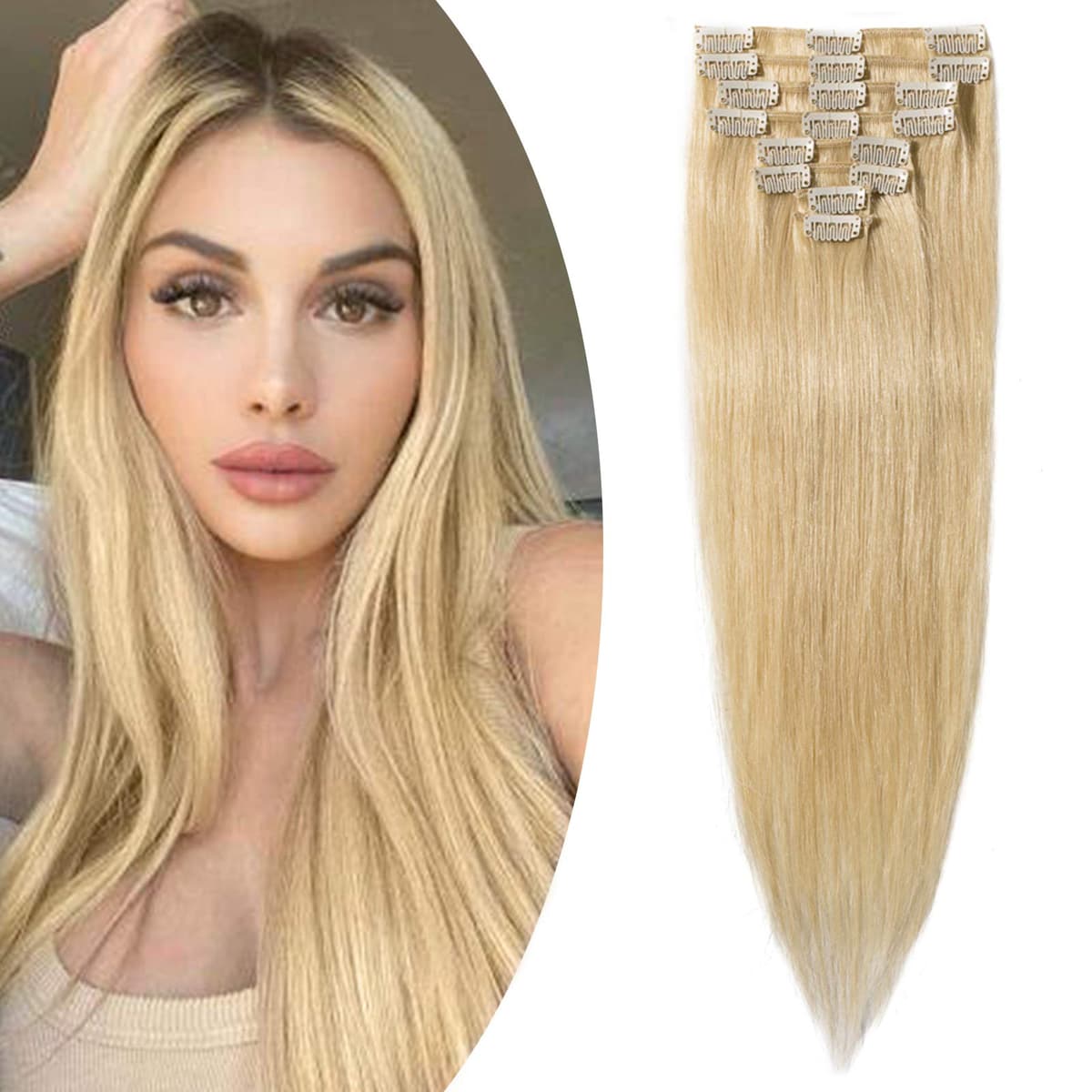 12 inch Clip in Hair Extension Human Hair One Piece 100% Real Remy [#2 Dark Brown] 3/4 Full Head Straight Hair Pieces for Women Invisible Short (40g) — view 55
