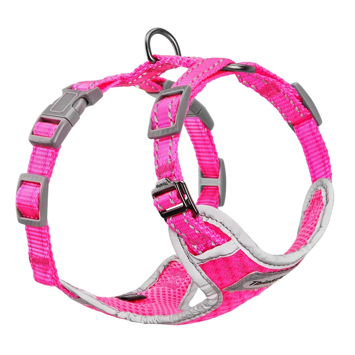 ThinkPet Reflective Breathable Soft Air Mesh No Pull Puppy Choke Free Over Head Vest Ventilation Harness for Puppy Small Medium Dogs (Black,L) — view 6