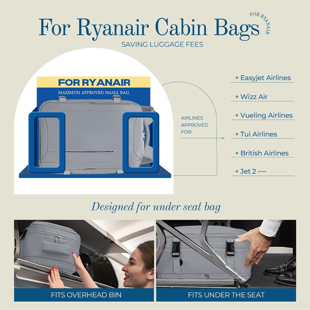 Lossga Mochila Viaje Cabina Avion 40x20x25 para Ryanair Travel Backpack Mochila Maleta Equipaje de Mano Mochilas Viagem Bolsa — view 2