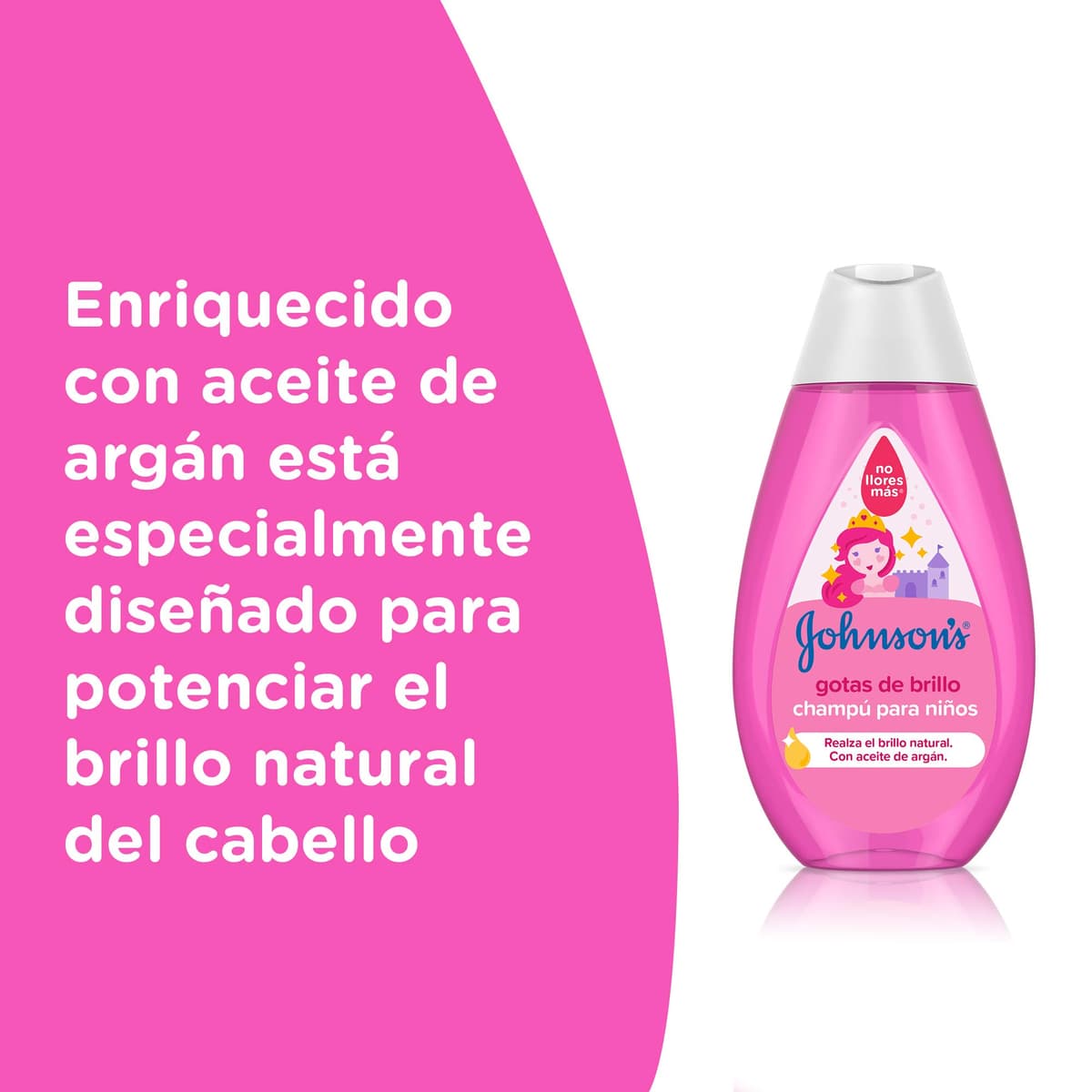 JOHNSON’S Kids Shampoo Brillo y Fuerza (1 x 500 ml), champú hidratante con aceite de argán y proteínas de seda, champú sin sulfatos que hidrata y potencia el brillo, con fórmula No Llores Más — view 2