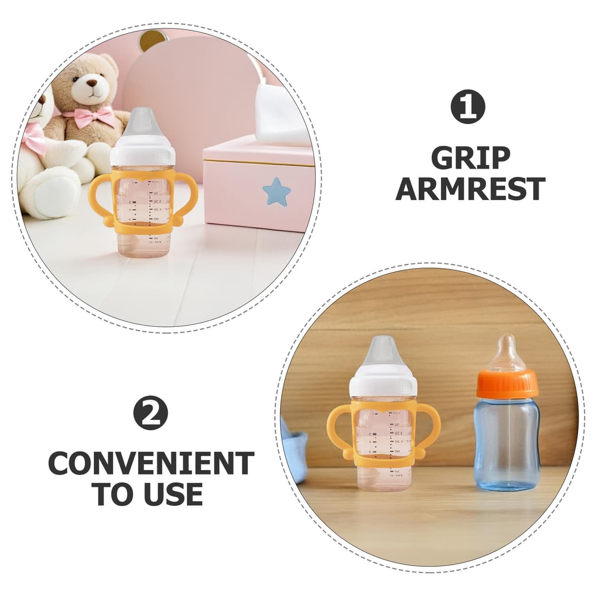 ULTECHNOVO 4 Pcs Universal Silicone Baby Bottle Handles, Multi-Functional Bottle Grips Trainer Soft Anti-Slip — view 3