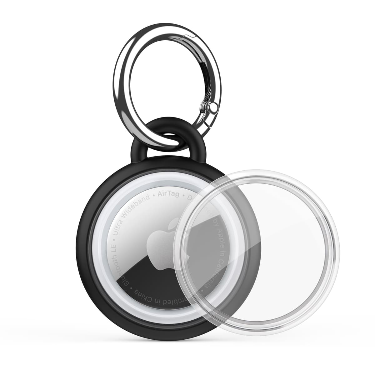 AirTag Holder Waterproof Silicone Case with Keyring, 2026 Upgraded Protective AirTags TPU Case Tracker Cover for Keys, Bags, Luggage, Pet Collars,Scratch-Resistant for Apple Air Tags (Black)