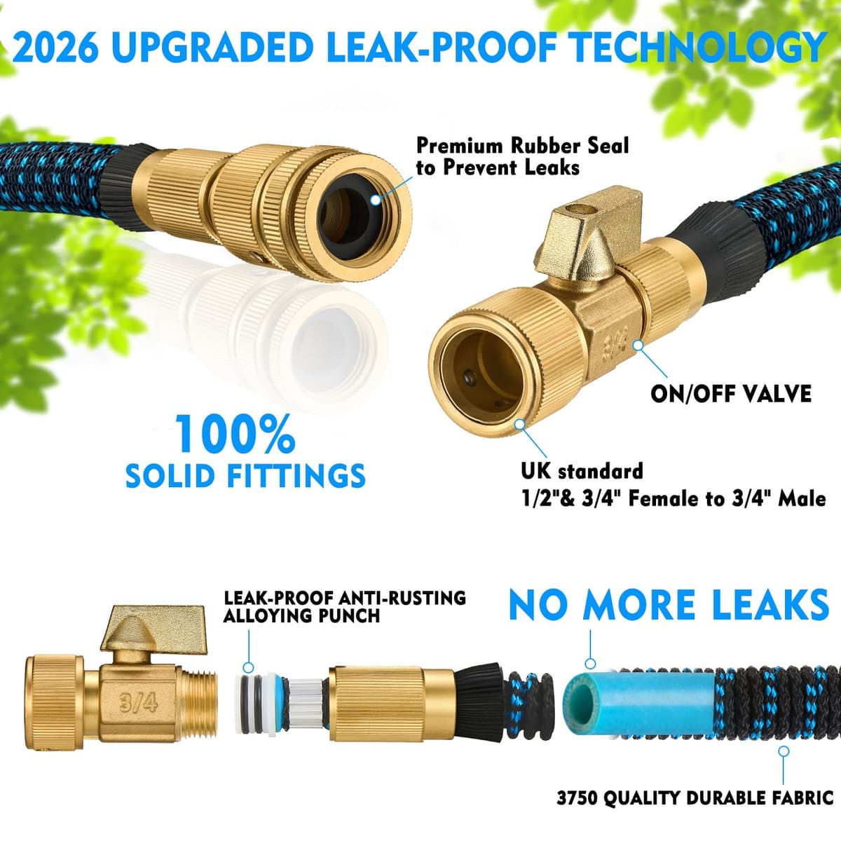 50 ft Expandable Garden Hose Pipe - Heavy Duty Expanding Water Hoses with 10 Spray Nozzle - Retractable,Flexible,Never Kink & Tangle Car Washing Pipe Expandable Garden Hoses Pipes for Yard, Outdoor — view 2