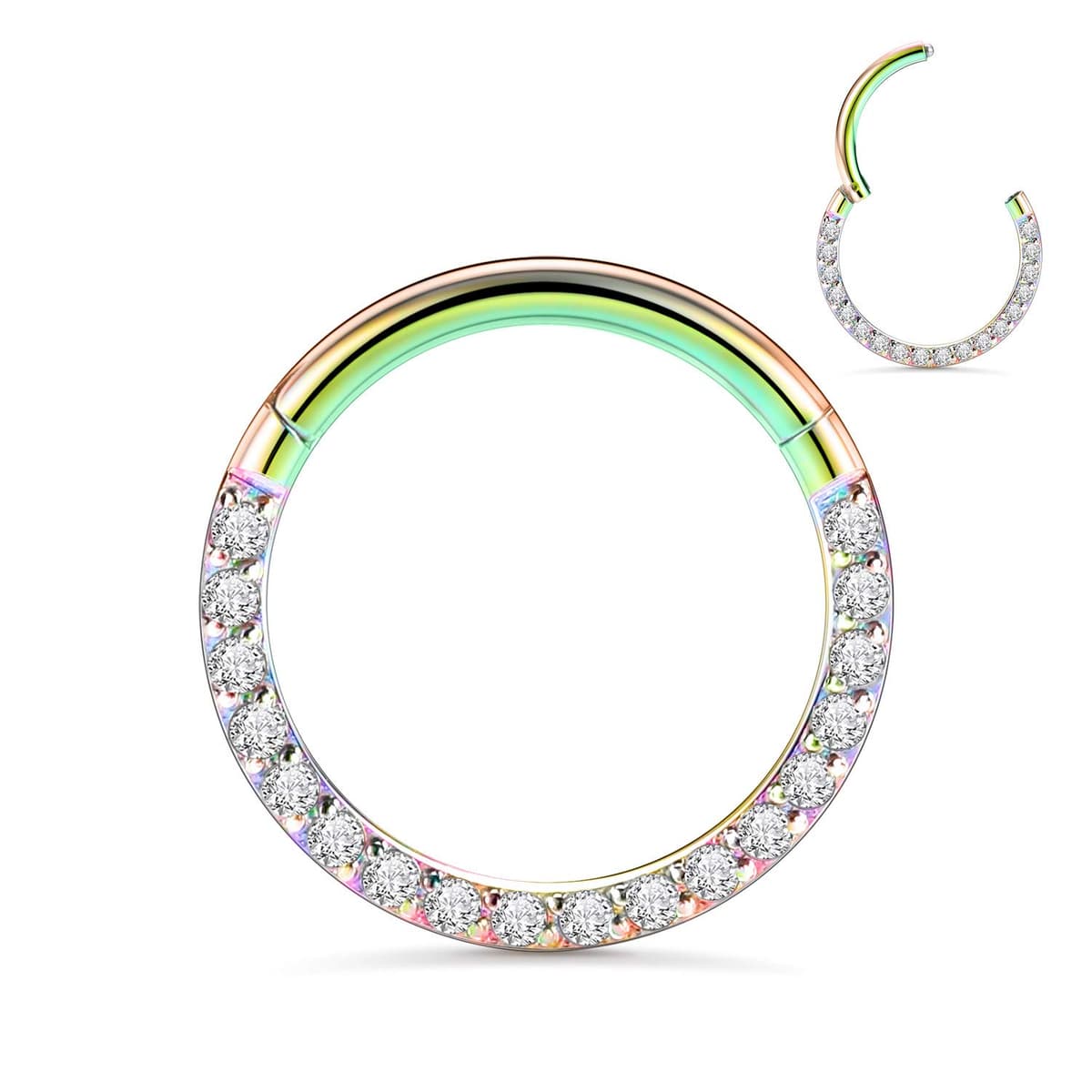 AROWRO 18G 16G 14G Nose Hoop Ring Septum Clicker Earrings CZ Opal Cartilage Conch Helix Tragus Hoop Earrings Daith Piercing Jewelry 316L Surgical Steel — view 22
