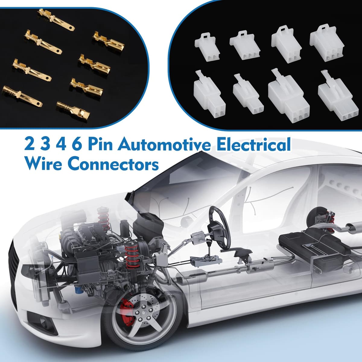480 Pieces Heat Shrink Tube Connectors 2.8mm Automotive Connector Kit 2 3 4 6 Pin Wire Connectors Kit for Motorcycle, Car, Truck, Scooter, Boats — view 6
