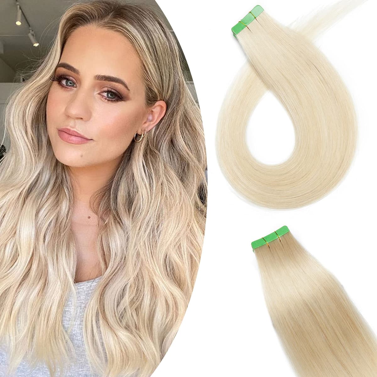 12"(30cm) SEGO 10PCS Extensiones Adhesivas Naturales Pelo Humano sin Clip [#4/27 Castaño Chocolate/Rubio Oscuro] Cabello 100% Remy Liso Balayage Tape in Human Hair (20g) — view 44
