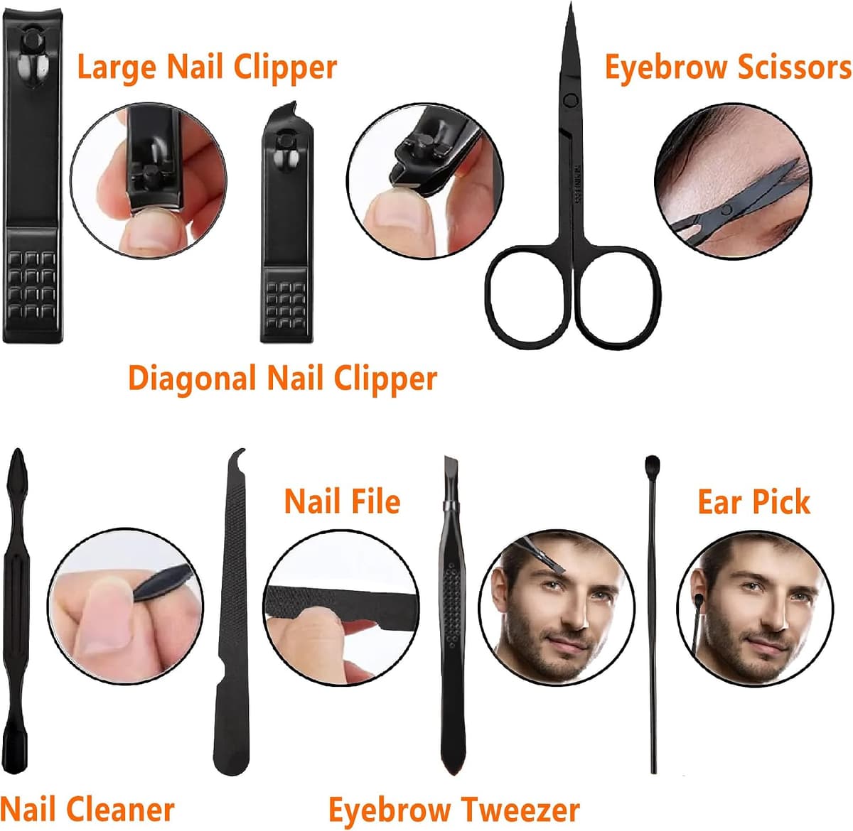 Manicure Set for Men Nail Clippers Set Personal Care Travel Manicure Kits Manicure Set Nail Clippers Pedicure Kit Basic Nail Care Tools Gift for Men — view 3