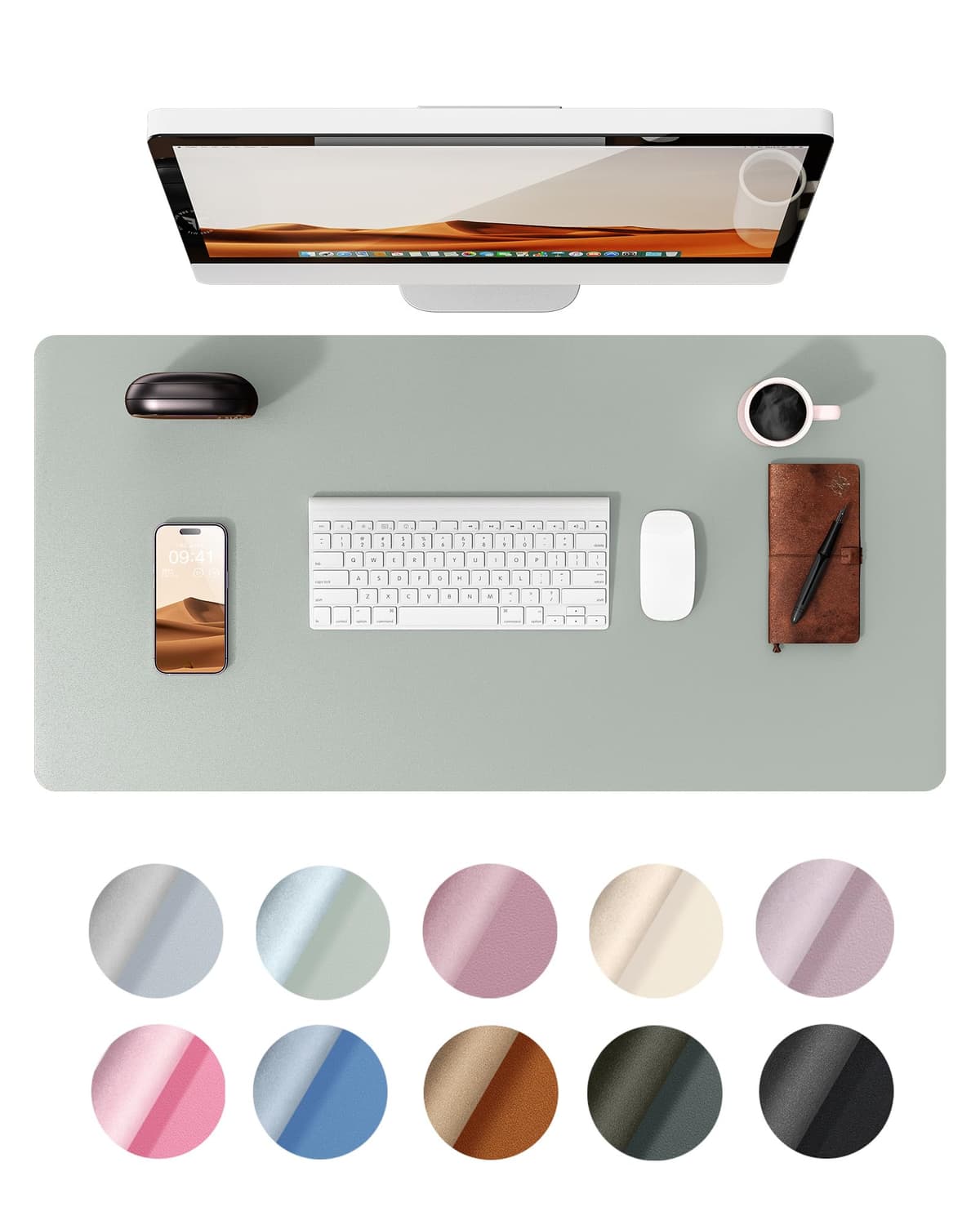 YSAGi Leather Desk Mat, Large Mouse Mat, Non-Slip Desk Pad, Waterproof Leather Table Protector Writing Pad for Office and Home (60 x 35 cm, Black) — view 19