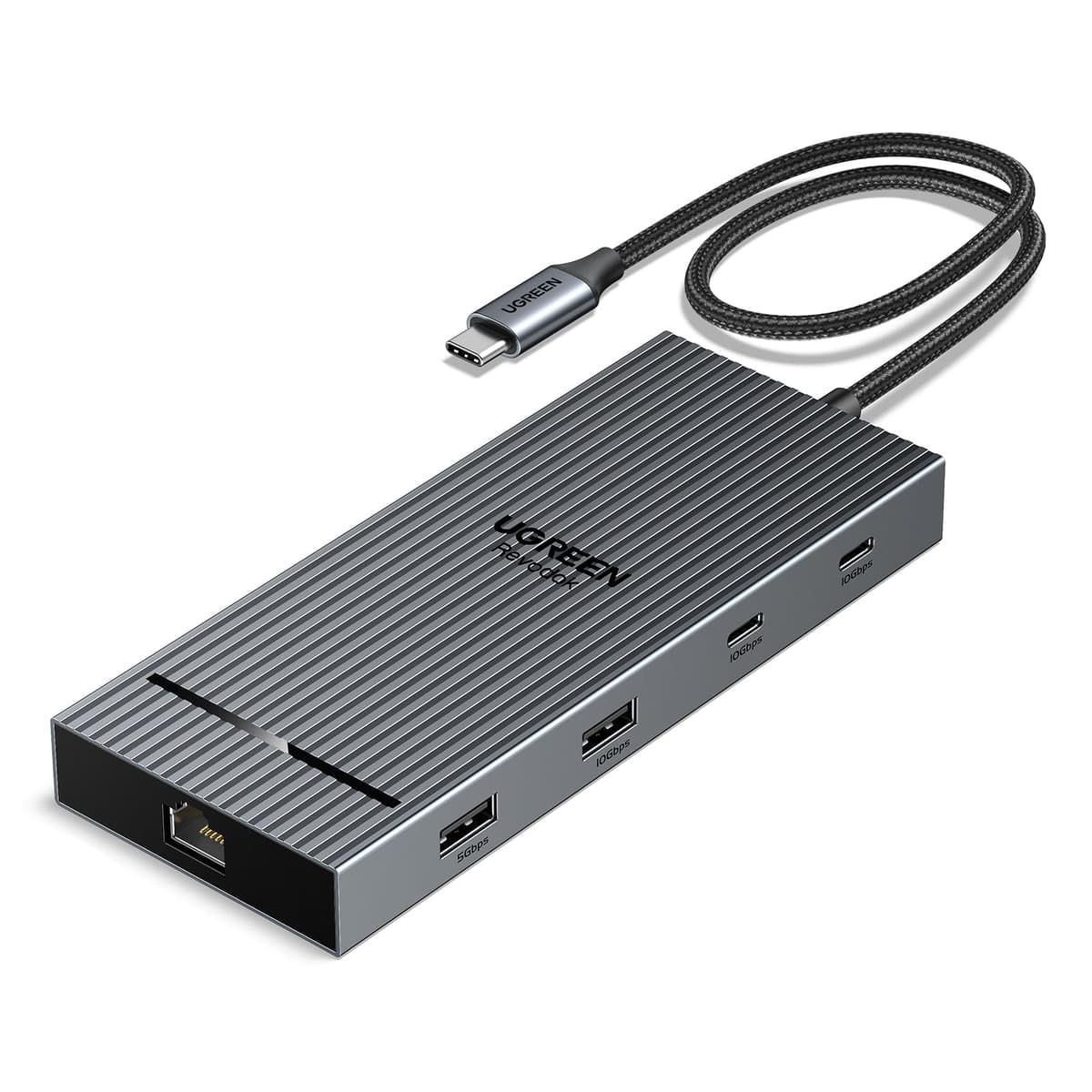 UGREEN Laptop Docking Station Dual Monitor, Revodok Pro 7-in-1 USB C Hub, Dual 4K@60Hz with 2 HDMI, 4x 10Gbps USB-A/C Data Ports, 100W PD, Aluminum USB-C Dock for Dell, HP, Thinkpad Laptops and More — view 8