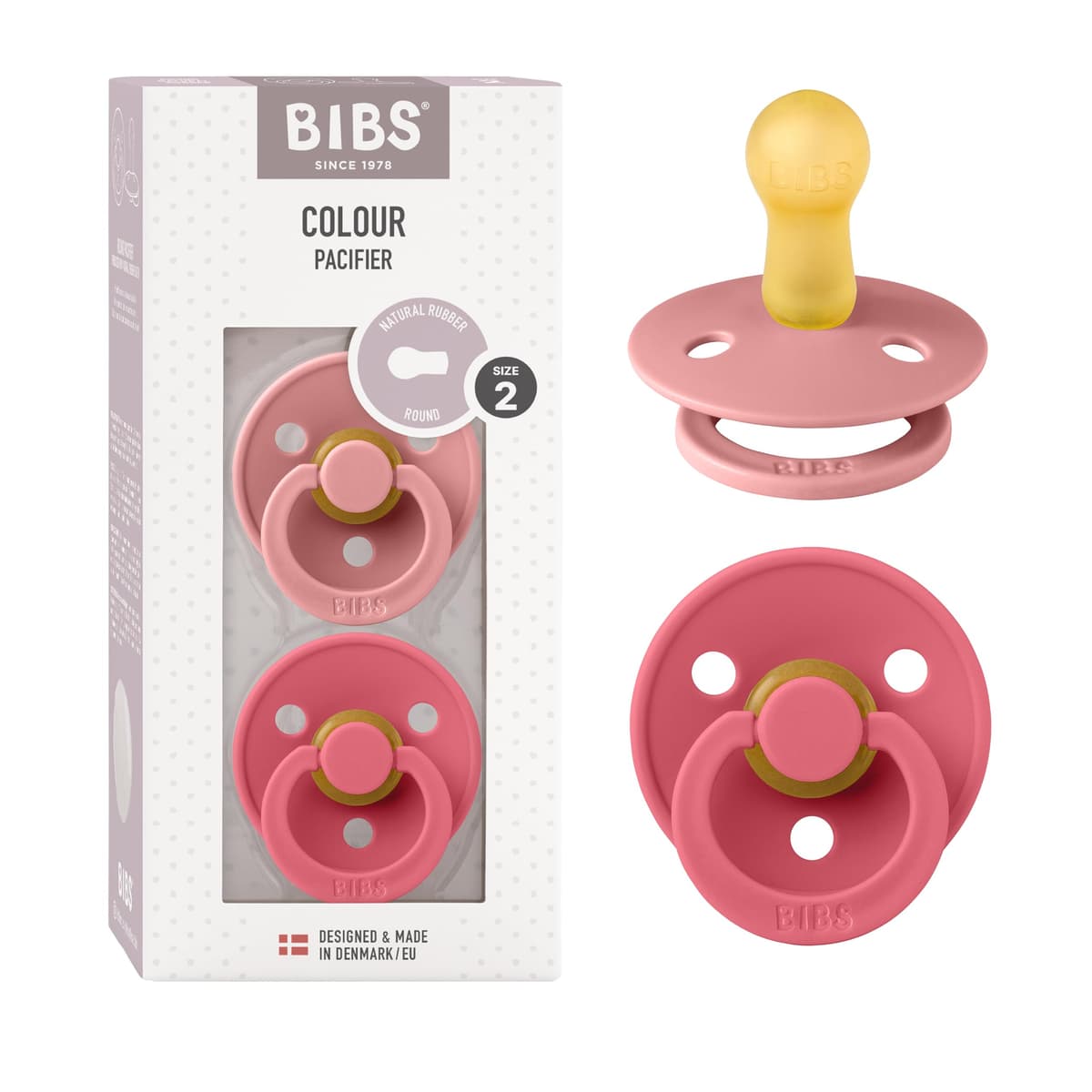 BIBS Colour Soother 2-Pack, BPA Free Dummy Pacifier, Round Nipple. Natural Rubber Latex, Size 2 (6-18 Months), Sky Blue/Steel Blue — view 29