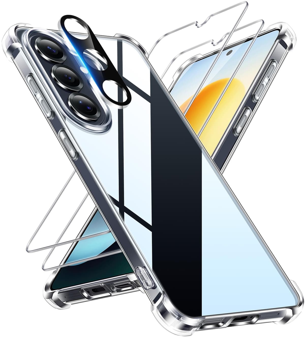 FLLAO 4 en 1 Funda para iPhone 15 con 2 Protector Pantalla y 1 Protector Lente Cámara, [Almohadilla de Aire integrada] Antigolpes Antiarañazos Carcasa 6,1 Pulgadas, Transparente — view 28