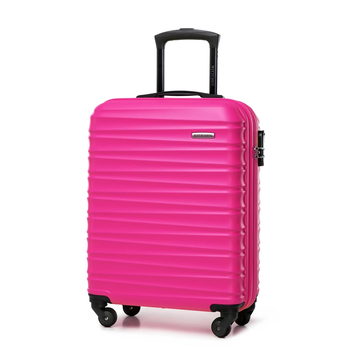 WITTCHEN Maleta Grande Trolley ABS rígido para facturación con 4 Ruedas giratorias Cerradura de combinación asa telescópica Groove Line Negro Ryanair/Vueling/Iberia/easyJet/Iberia Express — view 91