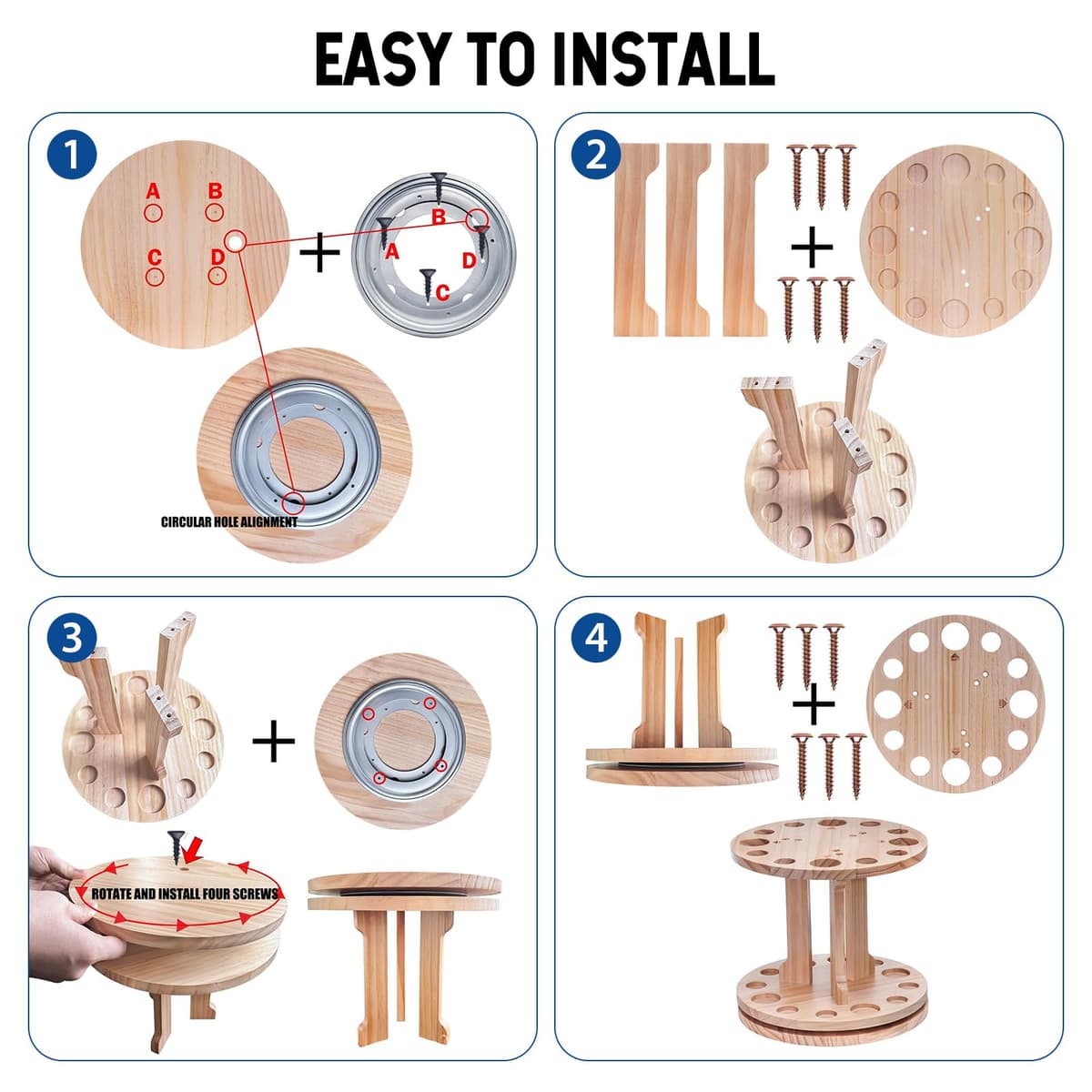 JAOGAUS Soporte Cañas de Pescar, Soporte Giratorio para Cañas de Pescar con 12 Agujeros, Resistente y Duradero para Pescadores — view 7