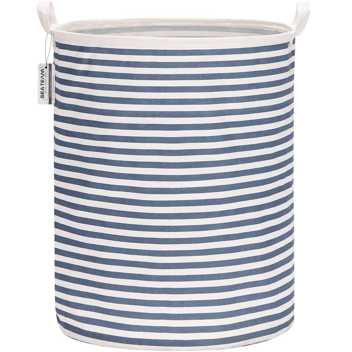 Sea Team 19.7 Inch Large Sized Waterproof Coating Ramie Cotton Fabric Folding Laundry Hamper Bucket Cylindric Burlap Canvas Storage Basket with Stylish Grid Pink Design — view 22