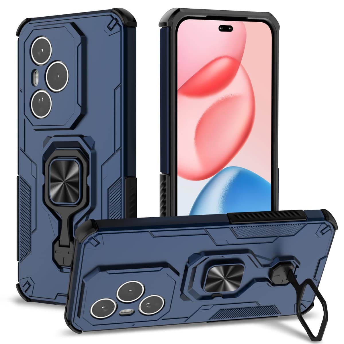 Funda para CMF Phone 2 Pro, Carcasa Antigolpes con Soporte anular metálico, Case Protectora de Grado Militar, Negro — view 1506