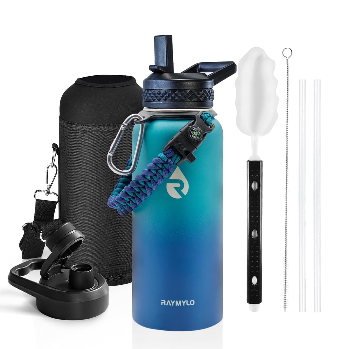 RAYMYLO One Gallon Water Bottle Insulated, Triple Walled Vacuum Stainless Steel (Cold for 48 Hrs), Leak Proof & Non-BPA, Large Water Flask Jug with Paracord Handle & Straw Spout Lids — view 84