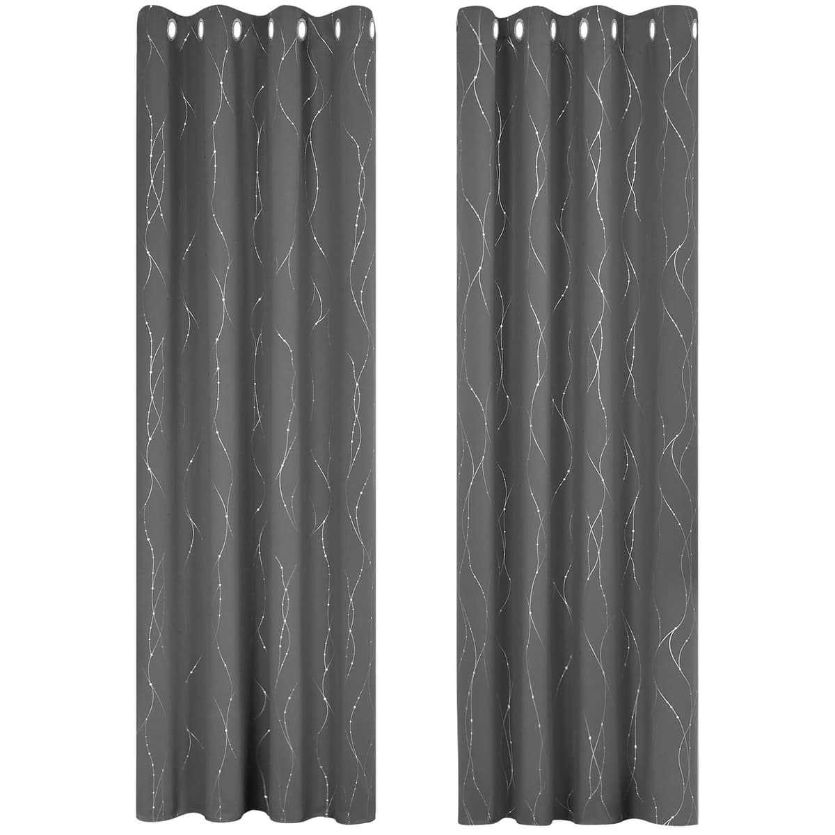 Deconovo Soft Dotted Line Foil Printed Blackout Curtains Thermal Insulated Curtains Eyelet Energy Efficiency Room Darkening Curtains for Bedroom 52 x 72 Inch Light Grey 2 Panels — view 69