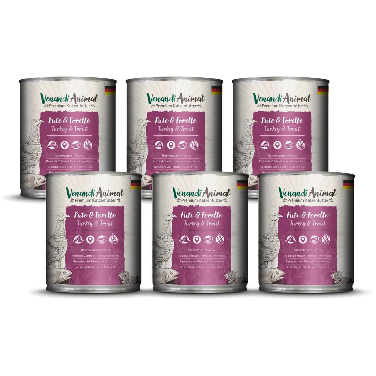 Venandi Animal Premium Cat Food, Horse as Monoprotein, Wet Food, Grain-Free and Natural, Pack of 6 (6 x 200 g) — view 46
