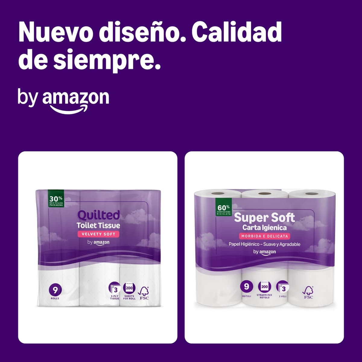by Amazon Papel Higiénico Supersuave de 3 Capas, 36 Rollos (4 Paquetes de 9), 200 Hojas por Rollo, Con Certificación FSC — view 2