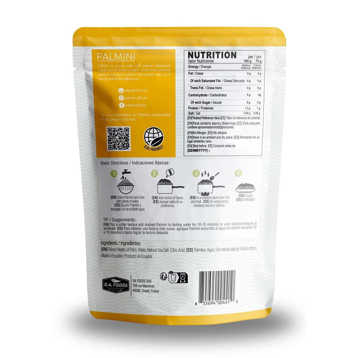 PALMINI Angel Hair – Spahetti – Palmito – Bajo en calorías – Bajo en carbohidratos – Keto - Vegano – Libre de OGM – Libre de Gluten – Sin azúcar – 338g | (Pack de 3 unidades) — view 2