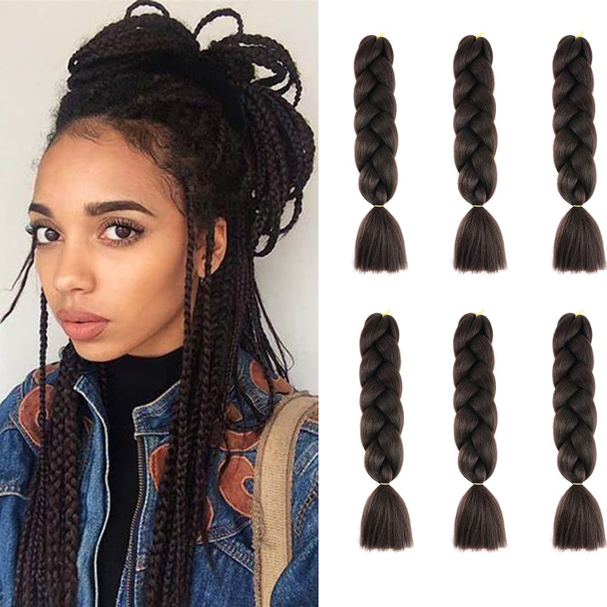 24" Braiding Hair Extension Jumbo Braids Synthetic 3bundles/pack Crochet Hair Afro Box Braid Heat Resistent (Dark Purple) — view 132