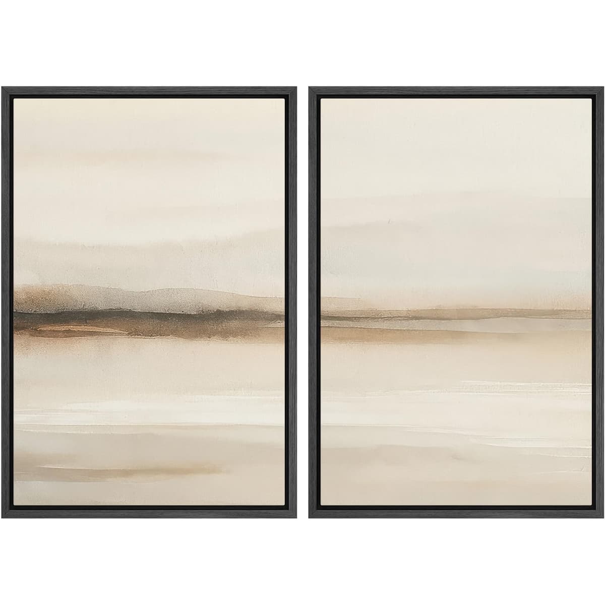 MUDECOR Framed Canvas Print Wall Art Set Watercolor Pastel Duotone Tan Landscape Abstract Shapes Illustrations Modern Art Decorative Contemporary for Living Room, Bedroom, Office - 24"x36"x2 Natural — view 28