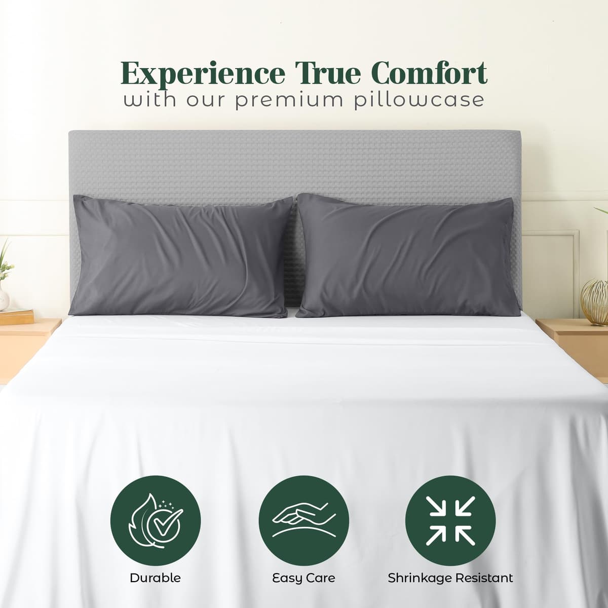 Utopia Bedding - 4 Pack Pillow Cases - OEKO-TEX - Standard Size 50x75 cm - 100% Brushed Microfiber Pillowcases with Envelope Closure, pillows not included - Wrinkle, Fade, & Stain Resistant - Grey — view 5