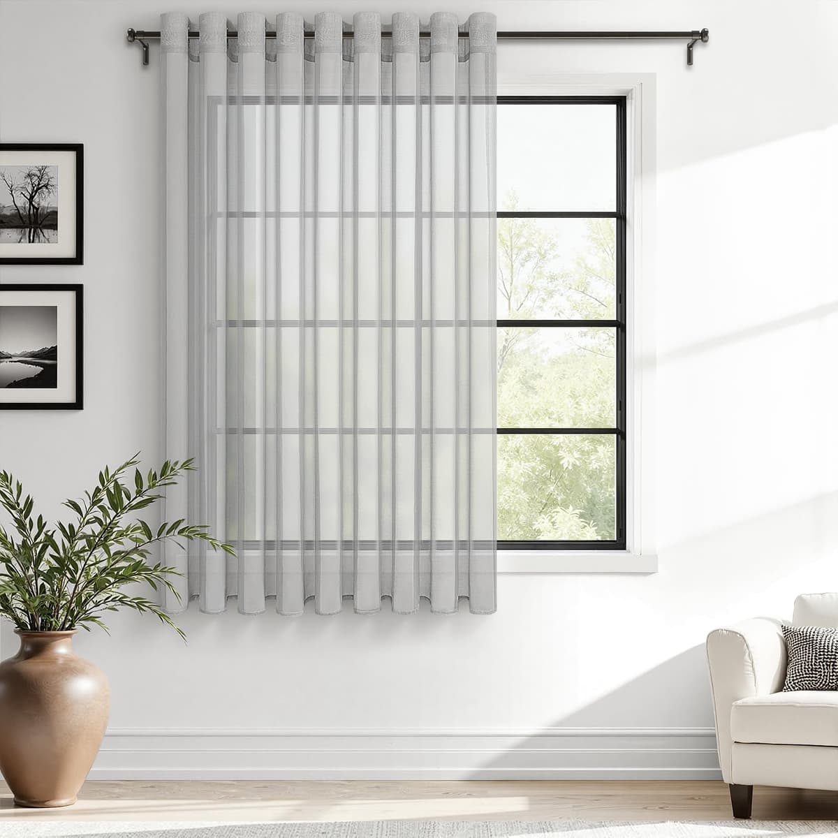 MRTREES Cortina para Ventana Dormitorio Translúcidas Visillos Paneles para Ventanas Sala para Niños Sala Comedor 2 Piezas 140×245cm Blanco — view 50