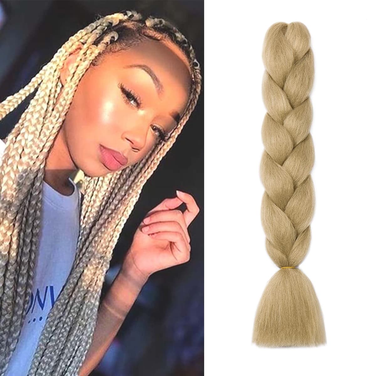 24" Braiding Hair Extension Jumbo Braids Synthetic 3bundles/pack Crochet Hair Afro Box Braid Heat Resistent (Dark Purple) — view 90