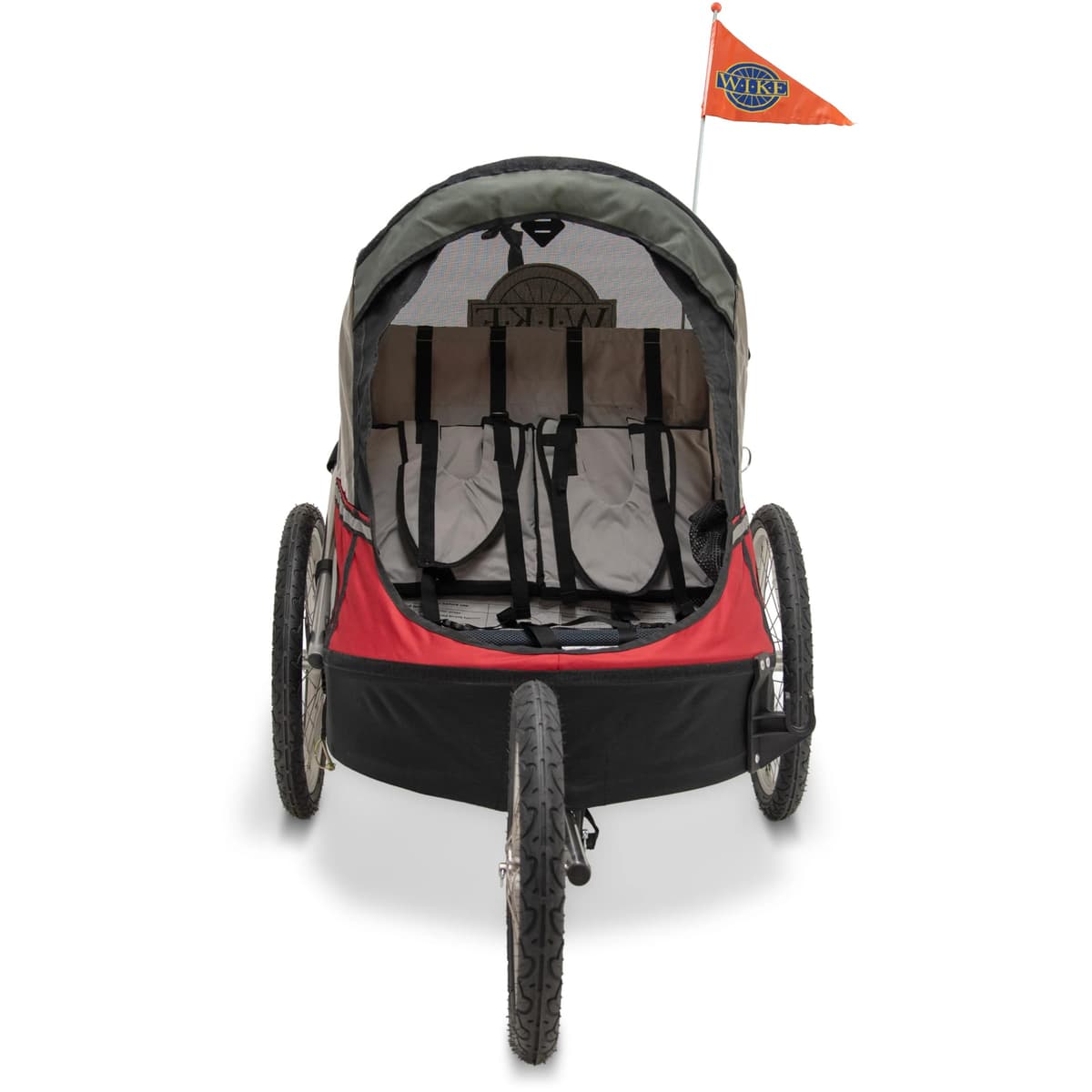 Wike Premium Double Bike Child Trailer - Red/Grey (Walk + Jogging) — view 5