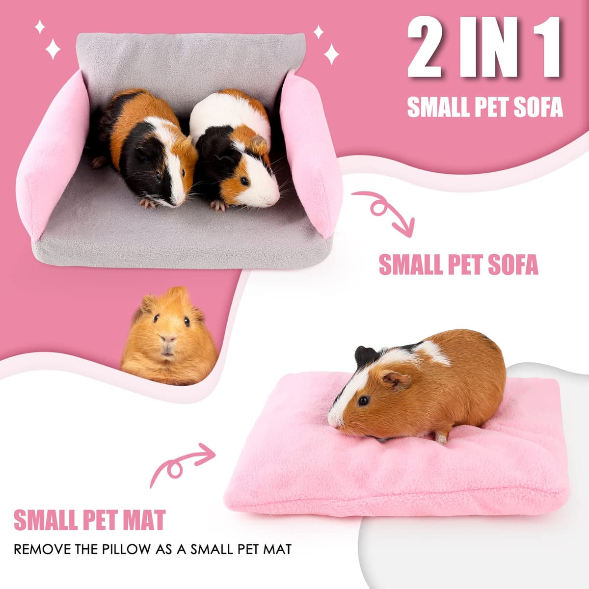 Guinea Pig Couch - Guinea Pig Sofa, Removable Cushioned Pillow, Stuffed Arms and Back, Super Cozy, Ideal Bed for Small Pets — view 2