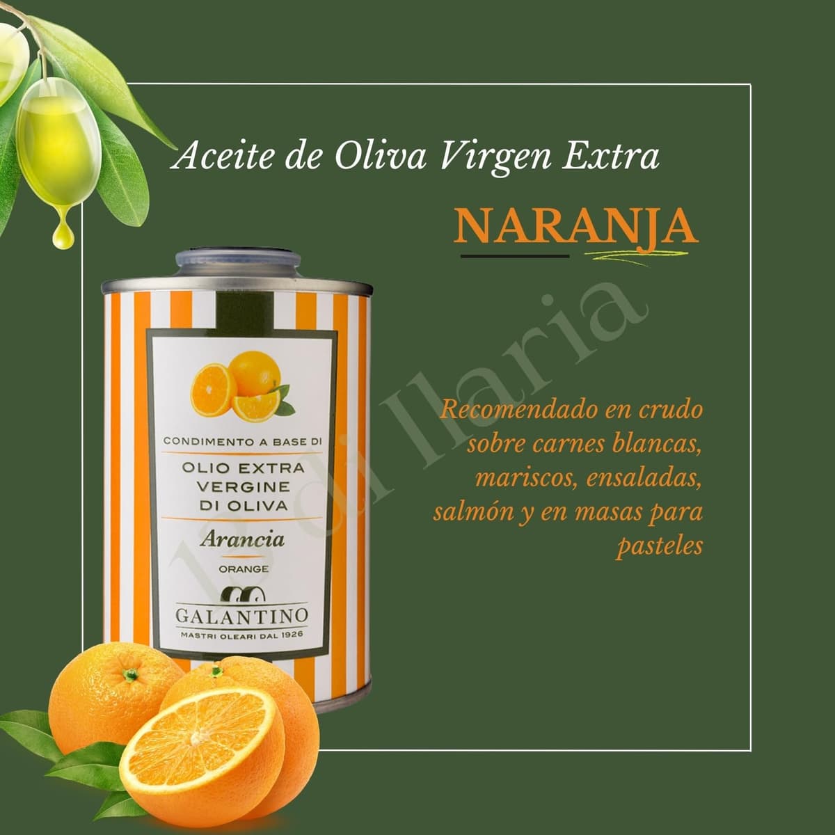 Aceite de Oliva Virgen Extra con Naranja 250 ml | Lata Gourmet, Italiano Artesanal | Sabor Cítrico y Fresco | Prensado en Frío • 13 di Ilaria — view 2