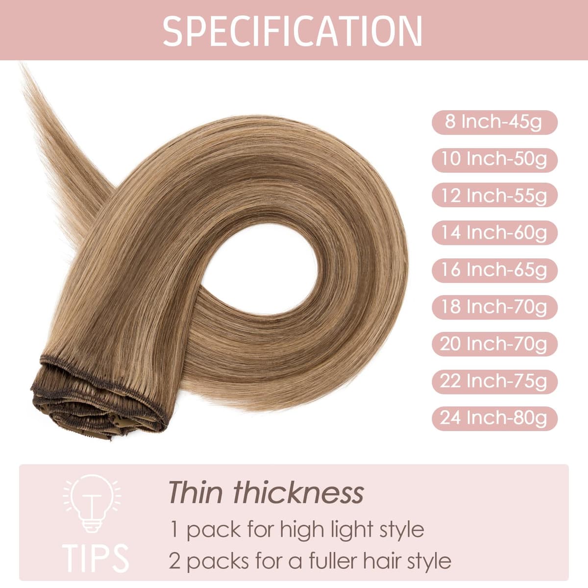 Silk-co 10inch Hair Extensions Clip in Hair Extension Human Hair #04 Medium Brown -Basic Thickness-Thin Weft- 8 Pieces Real Remy Straight Hair Extensions[50g] — view 228
