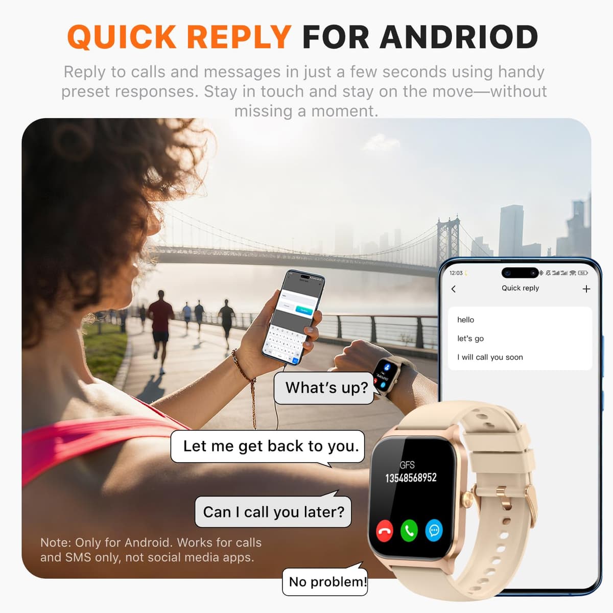 Kriutefy Smart Watch for Women Men - Answer/Make Call, Fitness Tracker Smartwatch for Android iPhone Compatible, Sleep Female Cycle, 120+ Sports Modes Step Counter (Champagne Gold, 2 Straps) — view 3