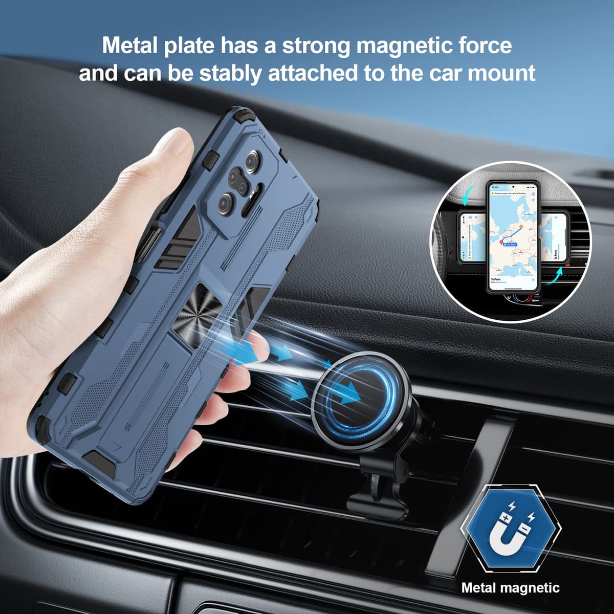 Funda para CMF Phone 2 Pro, Carcasa Antigolpes con Soporte anular metálico, Case Protectora de Grado Militar, Negro — view 1613