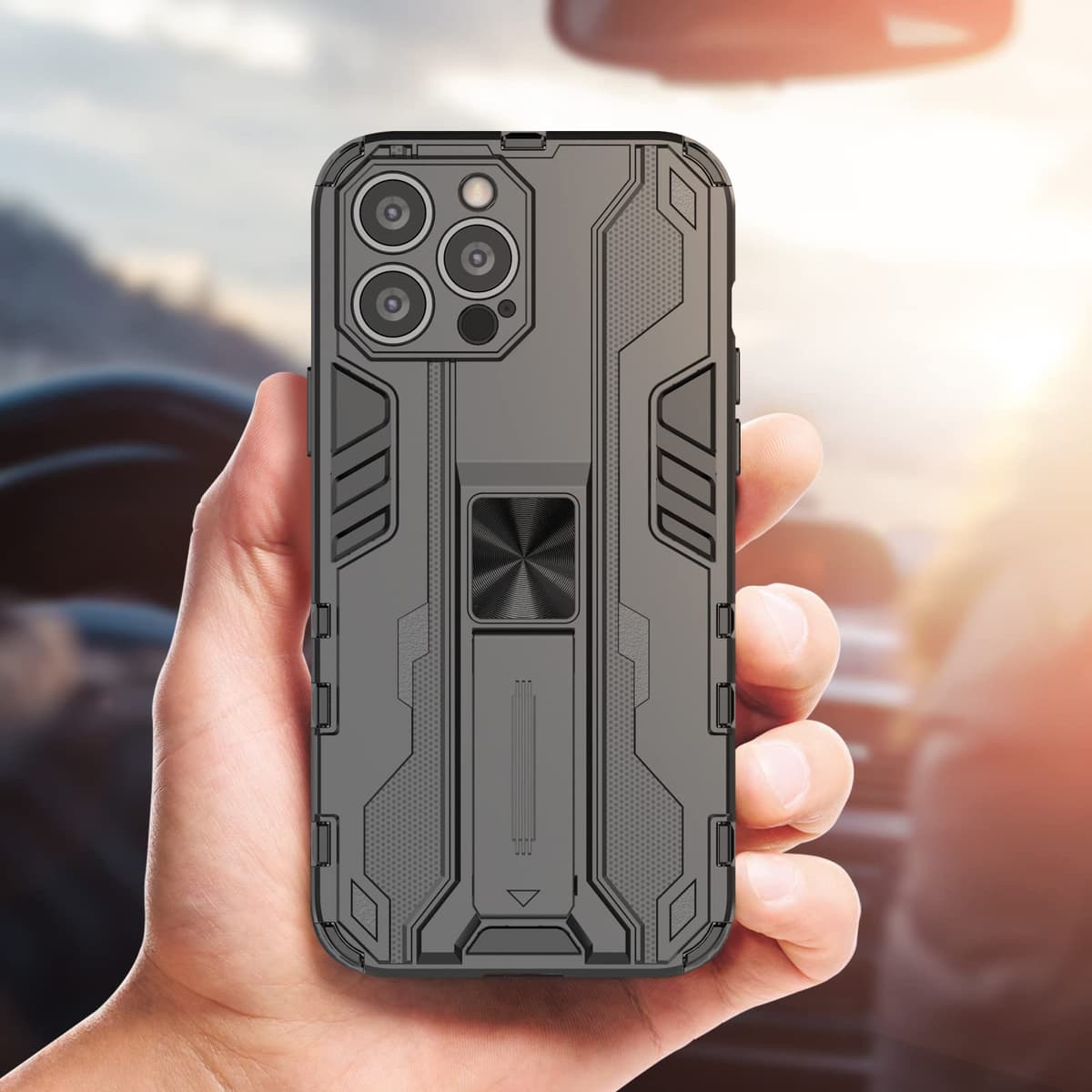 Funda para CMF Phone 2 Pro, Carcasa Antigolpes con Soporte anular metálico, Case Protectora de Grado Militar, Negro — view 1365
