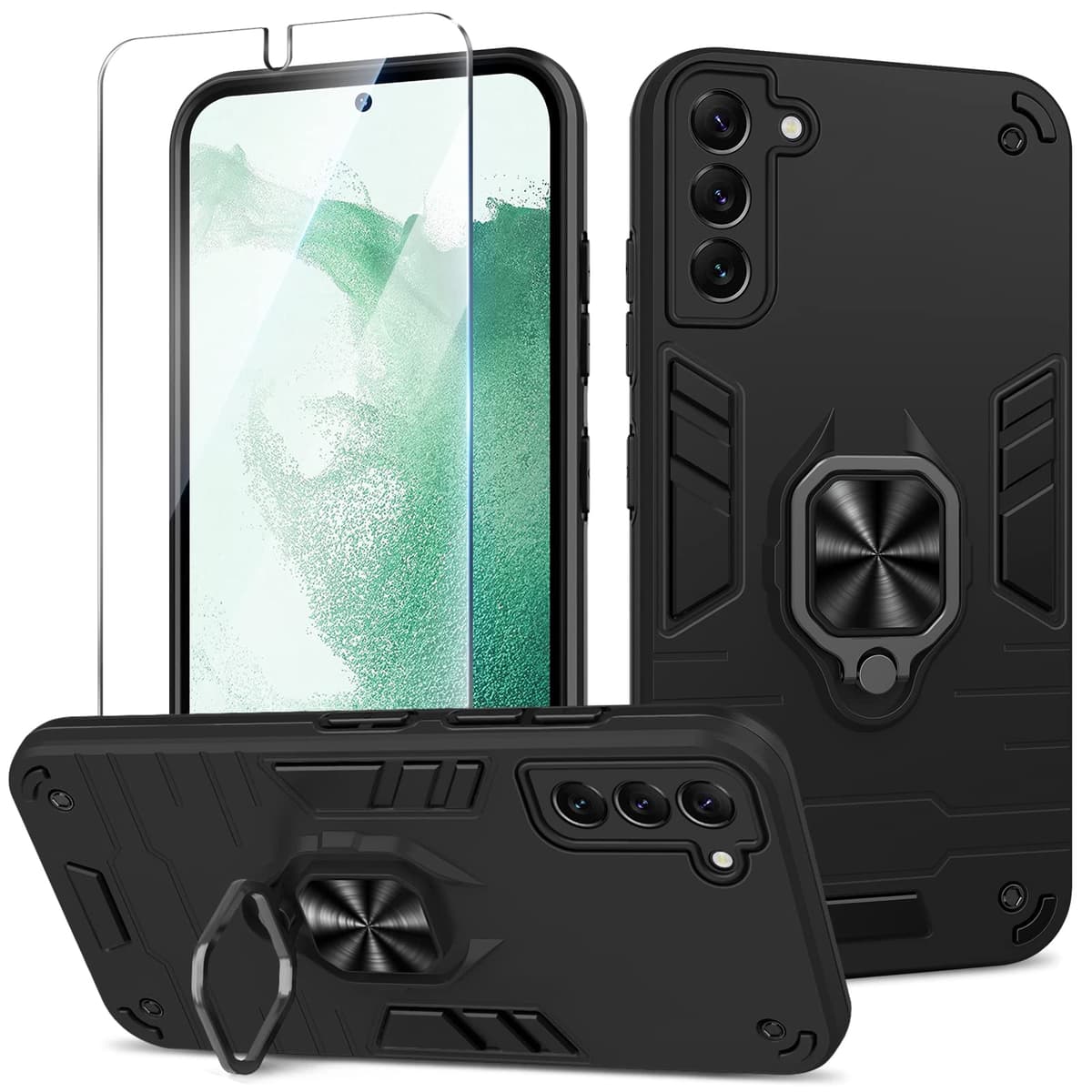 Funda para CMF Phone 2 Pro, Carcasa Antigolpes con Soporte anular metálico, Case Protectora de Grado Militar, Negro — view 275