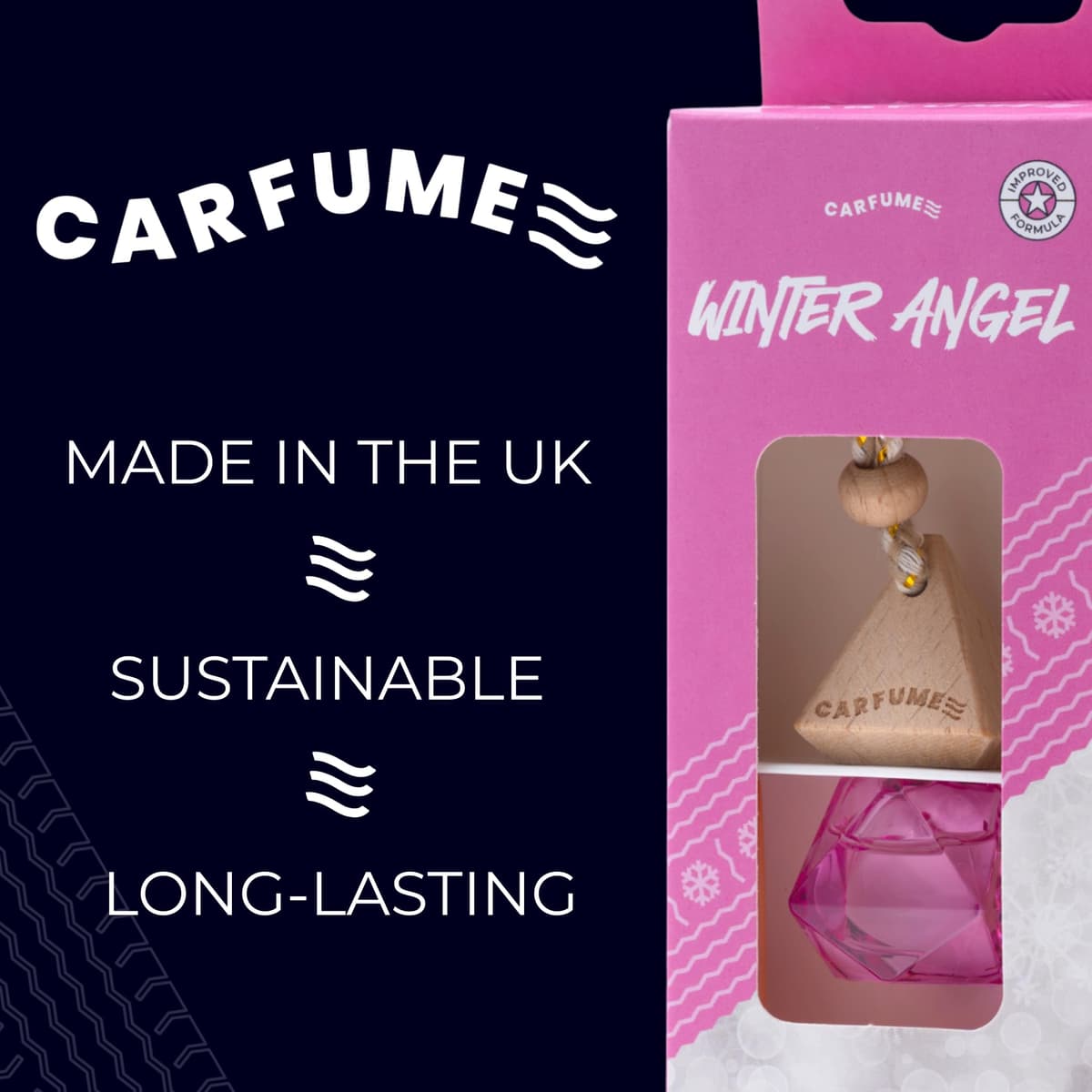 Carfume Winter Angel Car Air Freshener Twin Pack | Limited Edition Scent | Bubblegum, Vanilla & Cotton Candy Fragrance - Diffuser & Surge Can Bundle - Luxury Pink Car Accessory Gift For Women — view 4