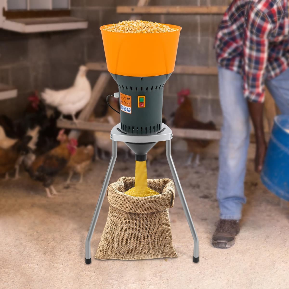 Molinillo eléctrico de cereales, molinillo de granos, molinillo de cereales, con 5 coladores de granos, maíz, cereales, pienso, harina (tipo B, 1300 W, 50 L) — view 3