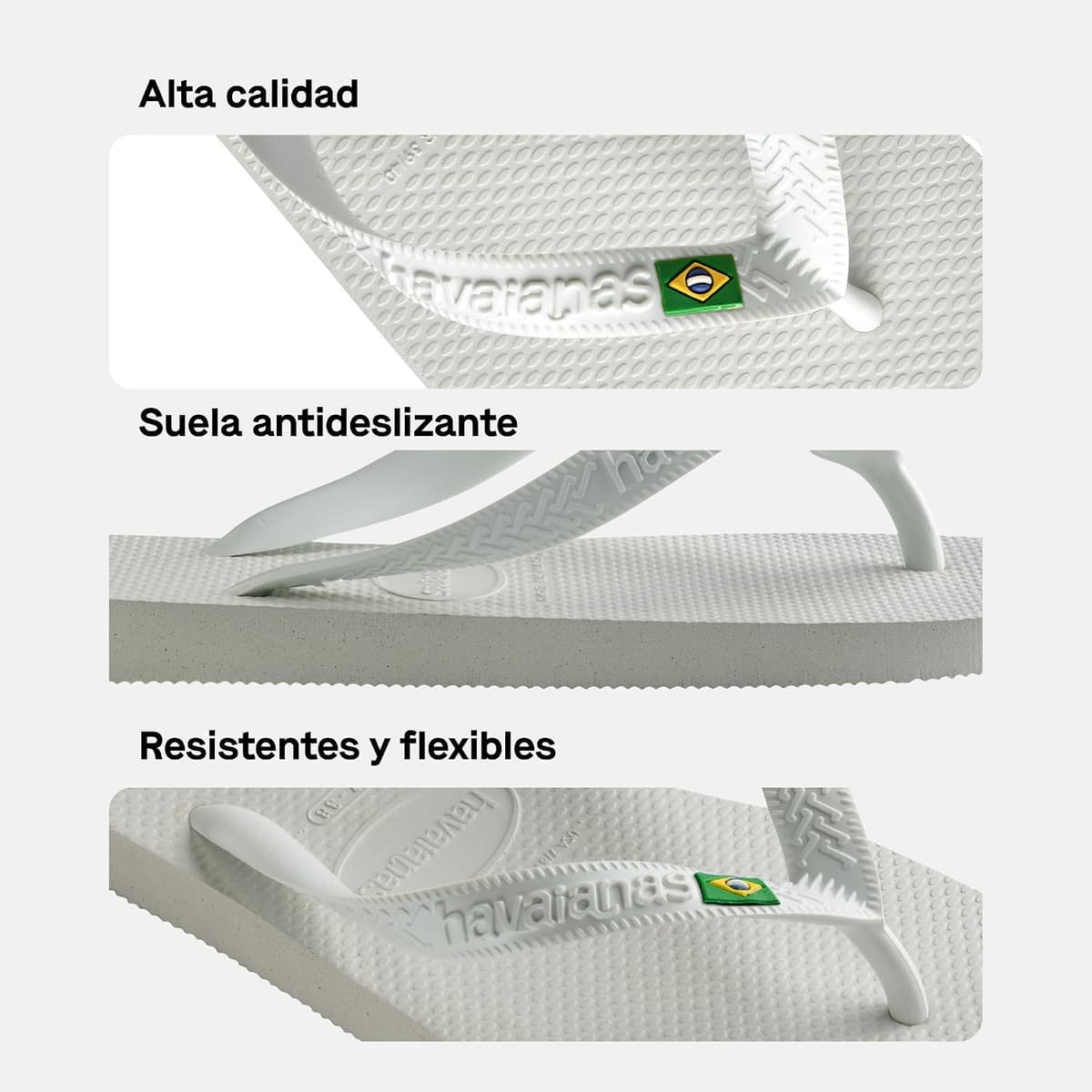 Havaianas - Top Brasil, Chanclas Cómodas, Duraderas y Ligeras, con Suela Antideslizante, Bandera de Brasil en las Tiras, Adultos Unisex 43/44 EU Blanco — view 3