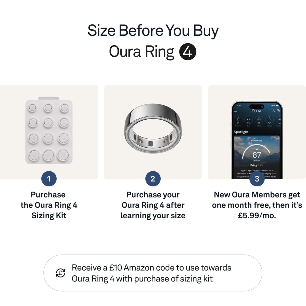 Oura Ring 4 - Silver - Size 9 - Size Before You Buy — view 3