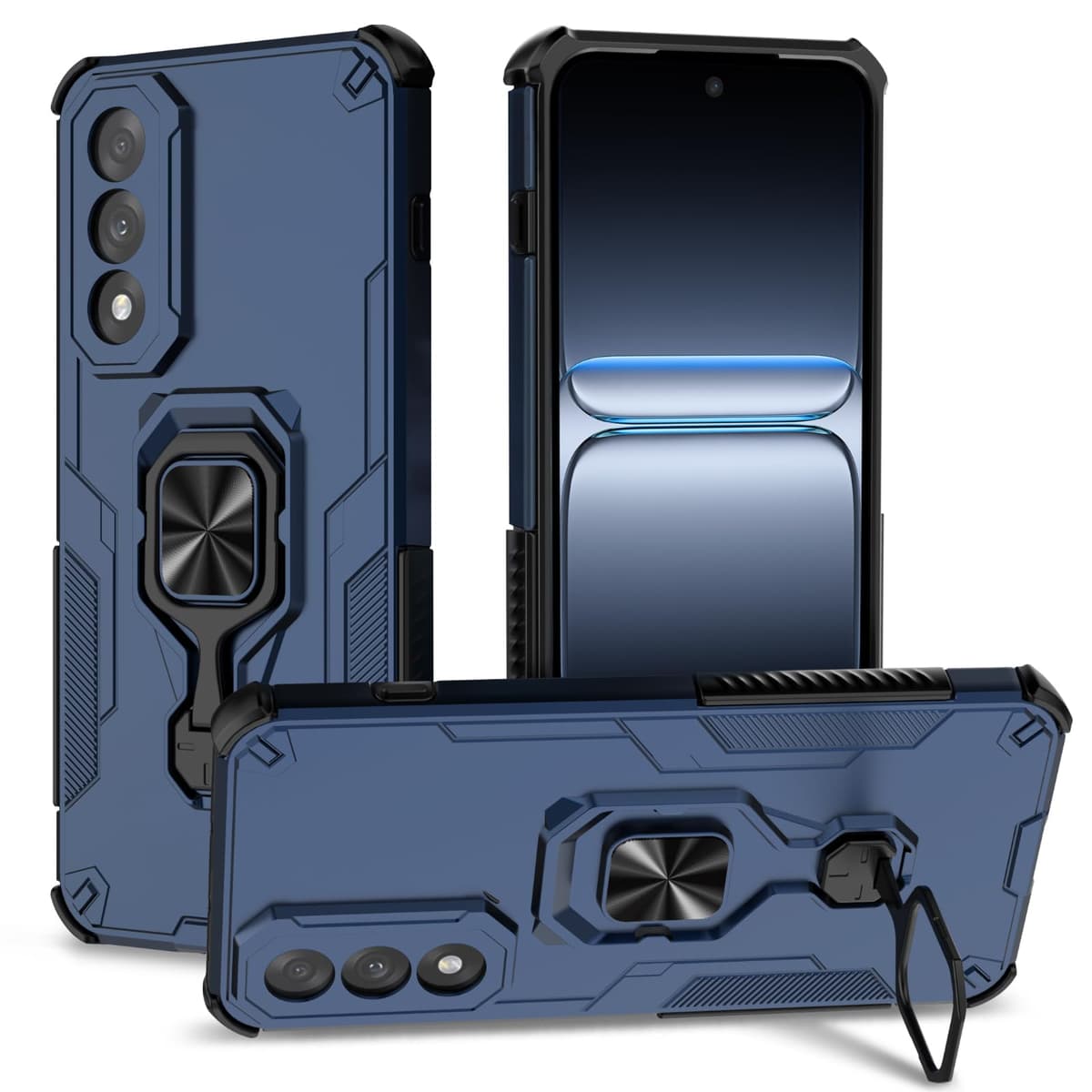 Funda para CMF Phone 2 Pro, Carcasa Antigolpes con Soporte anular metálico, Case Protectora de Grado Militar, Negro — view 997