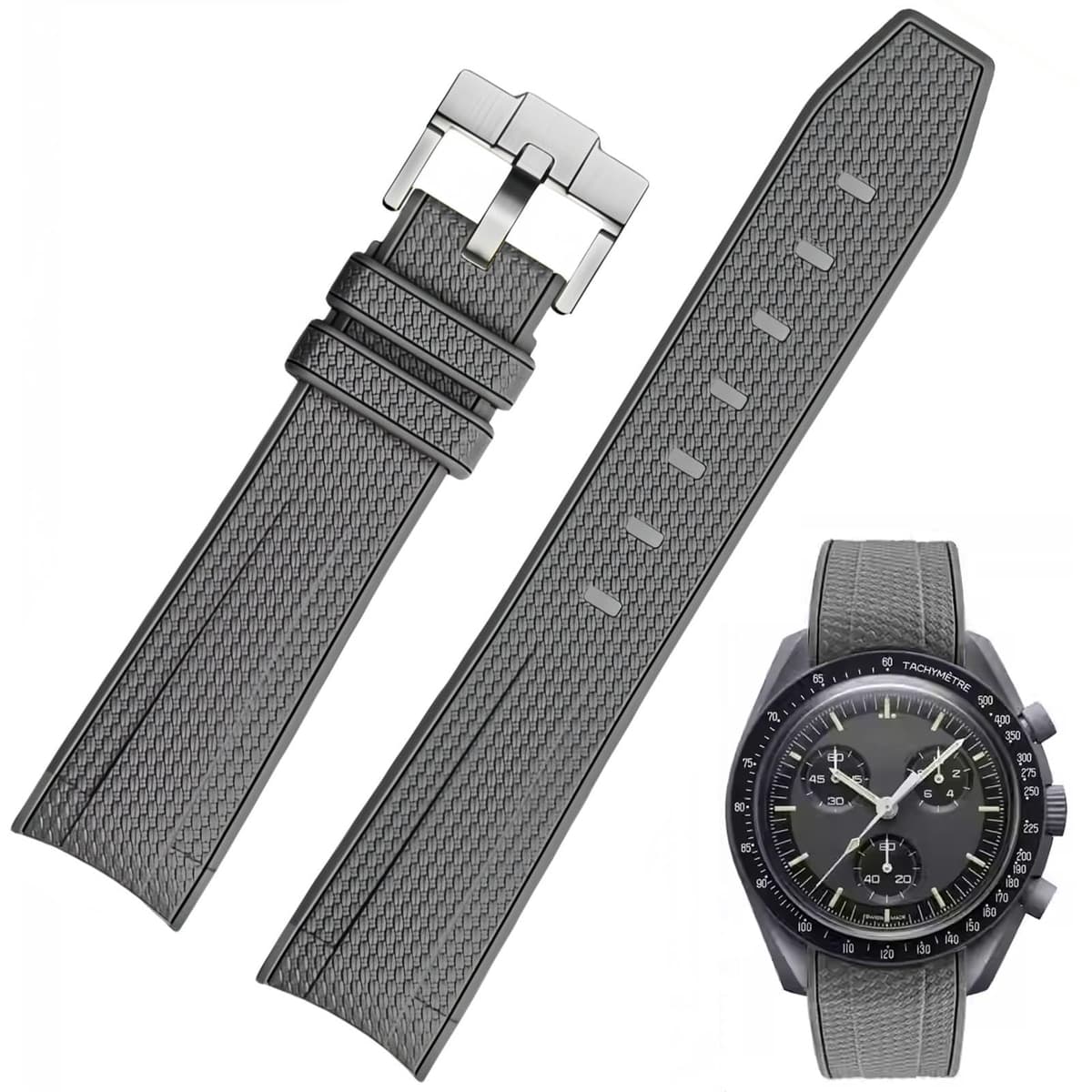 Correa de reloj para reloj Moonswatch, 20 mm, extremo curvado, estilo de tejido, caucho de silicona premium, correa de repuesto de goma de silicona, compatible con Omega XSwatch Moonswatch — view 13