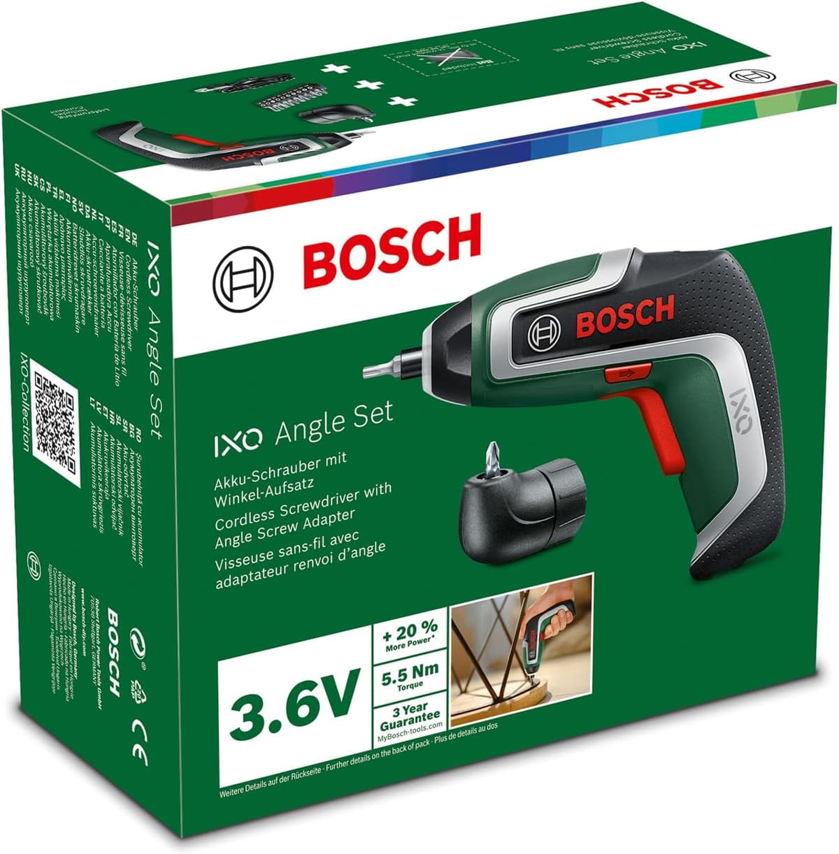 Bosch Home and Garden IXO Cordless Screwdriver (7th Generation, 3.6V, 2.0Ah, 5.5Nm, with Micro USB Cable, Includes Angle Attachment, Screws up to 190 Screws, in Box) - Amazon Edition Gen 7 | Exclusive Gen 7 | Exclusive — view 6