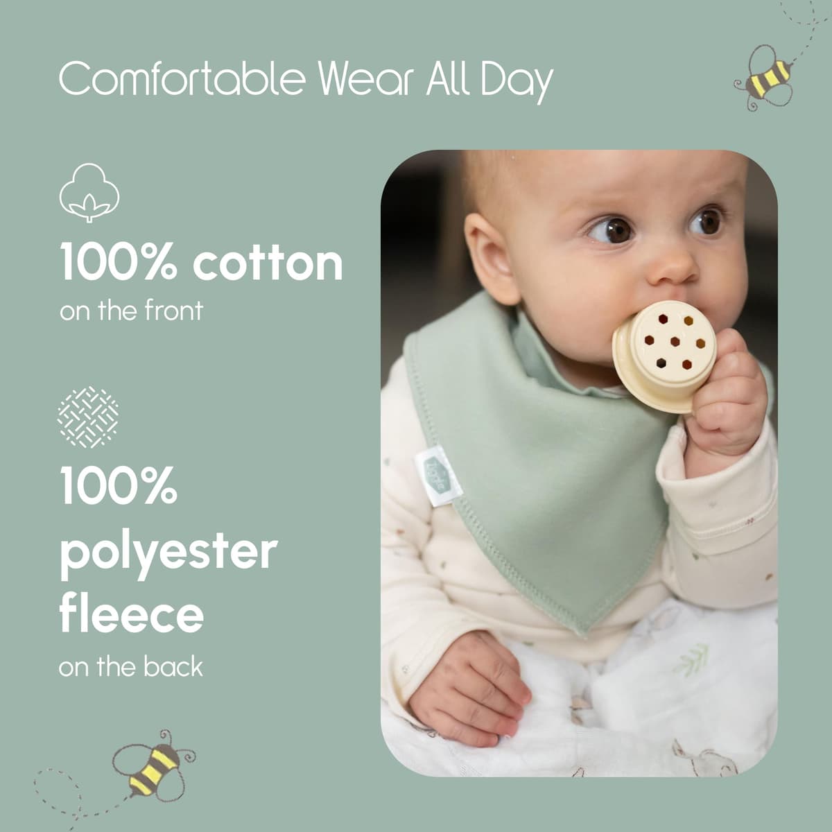 Bandana Dribble Bibs - Cotton Front Baby Bibs Newborn to 24 Months - Newborn Baby Gifts - Bibs For Comfortable Kids — view 3